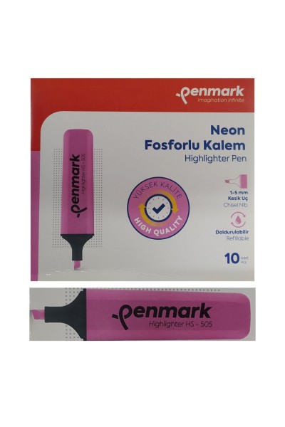 Penmark Fosforlu Kalem Neon Pembe Renk (10 Adet)
