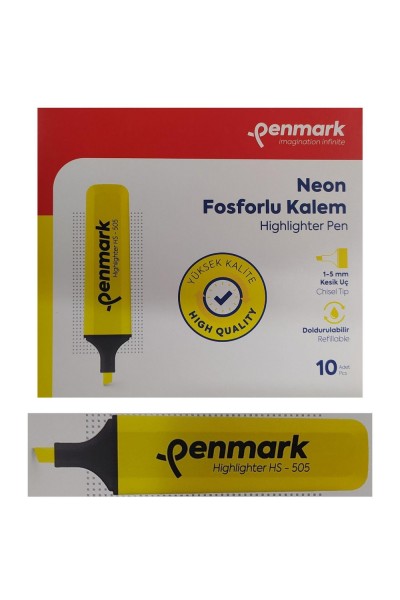 Penmark Fosforlu Kalem Neon Sarı Renk (10 Adet)