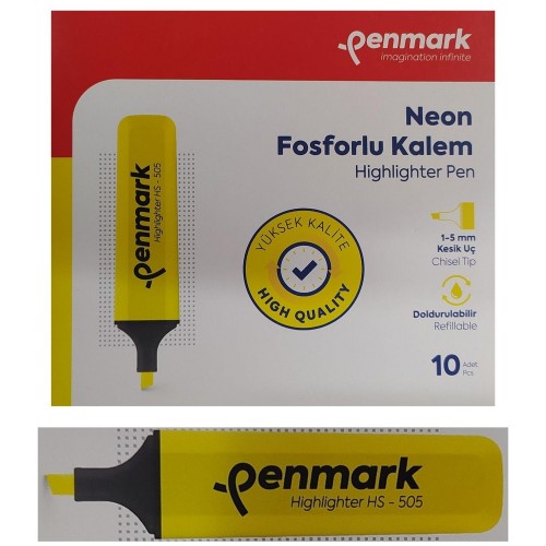 Penmark Fosforlu Kalem Neon Sarı Renk (10 Adet)