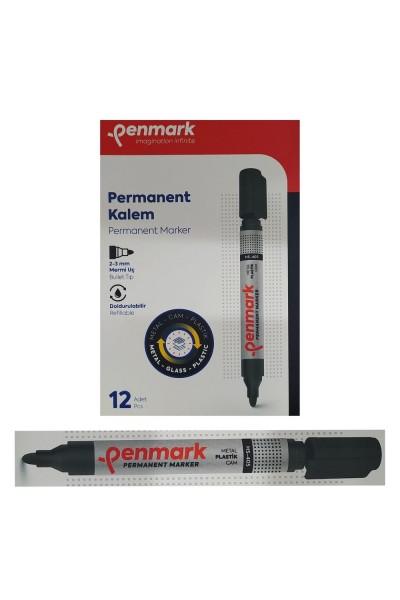 Penmark Permanent Marker Koli Kalemi Siyah Renk (12 Adet) Penmark Permanent Marker Koli Kalemi Siyah Renk (12 Adet)
