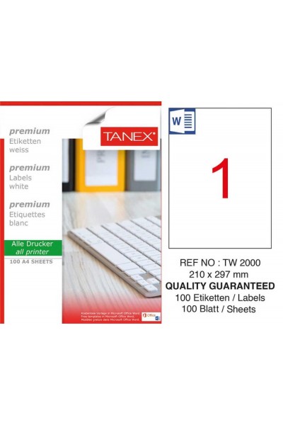Tanex TW-2000 Laser Etiketi 210 x 297 mm