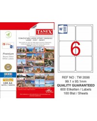 Tanex TW-2006 Laser Etiketi 99,1 x 93,1 mm