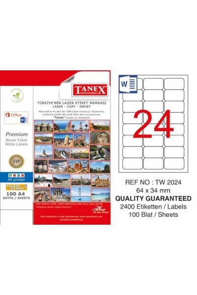 Tanex TW-2024 Laser Etiketi 64 x 34 mm