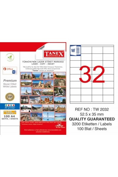 Tanex TW-2032 Laser Etiketi 52,5 x 35 mm