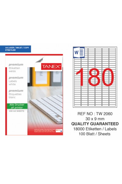 Tanex TW-2060 Laser Etiket 30x 9 mm