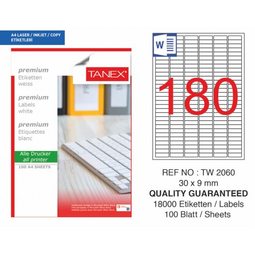 Tanex TW-2060 Laser Etiket 30x 9 mm
