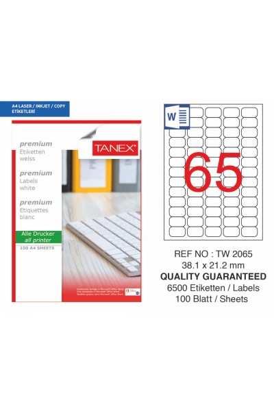 Tanex TW-2065 Laser Etiket 38,1x21,2 mm