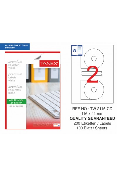 Tanex TW-2116 Laser Etiketi 116x41 mm