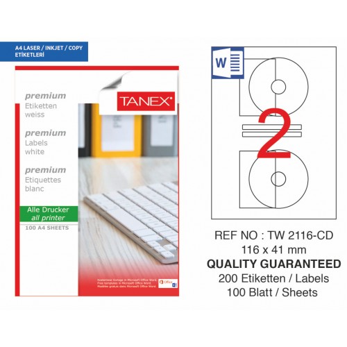 Tanex TW-2116 Laser Etiketi 116x41 mm