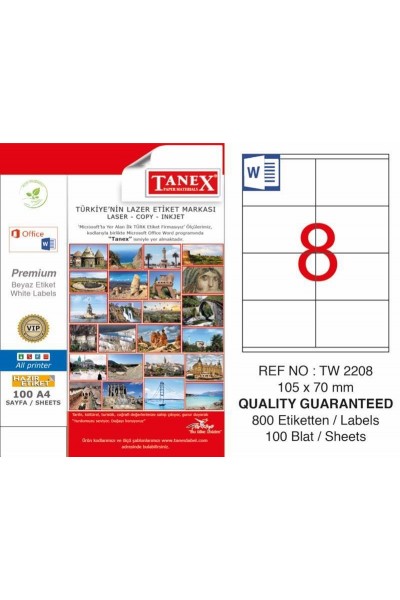Tanex TW-2208 Laser Etiketi 105 x 70 mm