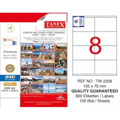 Tanex TW-2208 Laser Etiketi 105 x 70 mm
