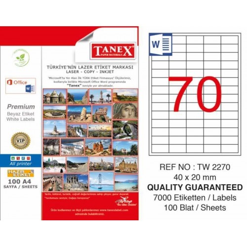 Tanex TW-2270 Laser Etiketi 40 x 20 mm