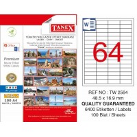 Tanex TW-2564 Laser Etiketi 48,5 x 16,9 mm